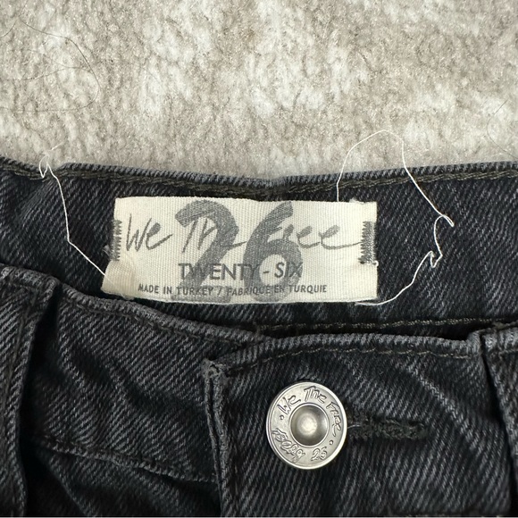 Free People Lita High Rise Black Jeans | Distressed Baggy Mom Jean Boho Ankle - Picture 8 of 12